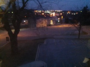 Empty parking lot outside my dorm 