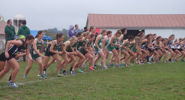 Some Green Terror women participate in the cross country meet at Shenandoah.